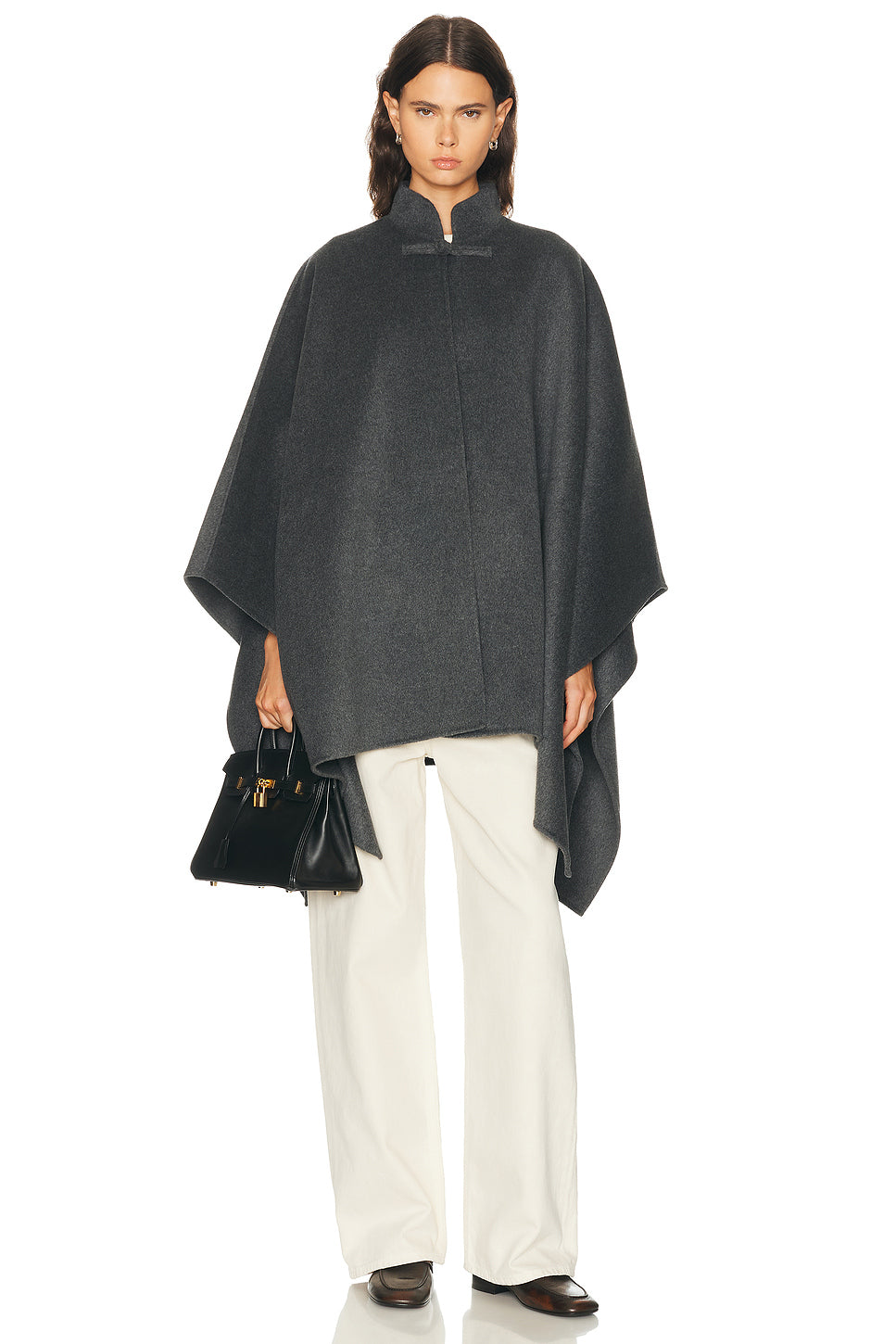 Double Faced Wool Pankou Closure Poncho