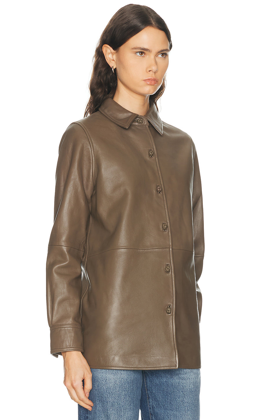 Leather Pankou Closure Overshirt