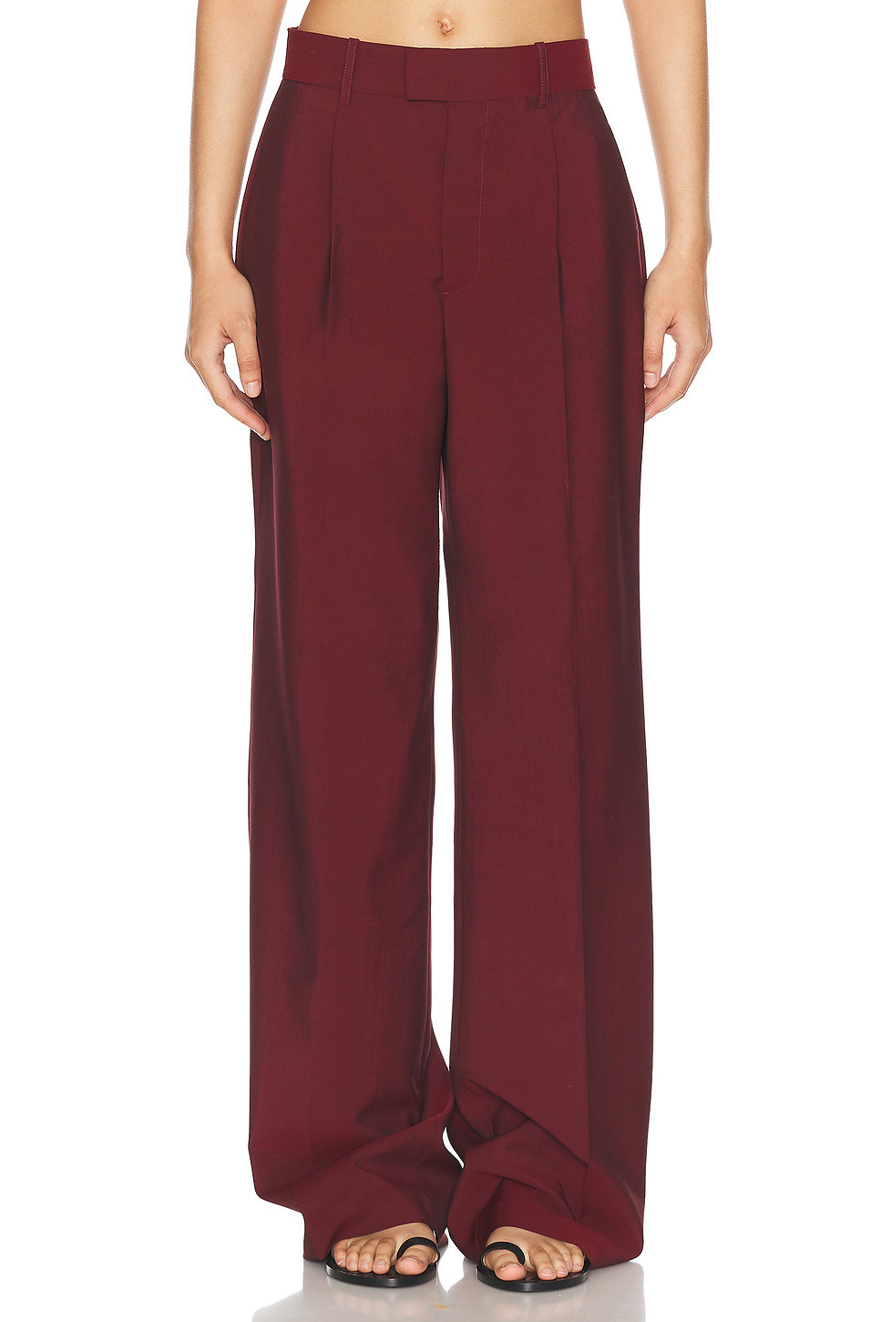 Wide Leg Single Pleated Tailored Trousers