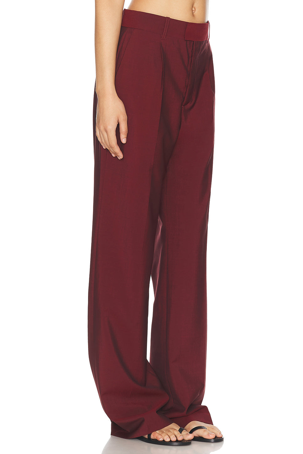 Wide Leg Single Pleated Tailored Trousers