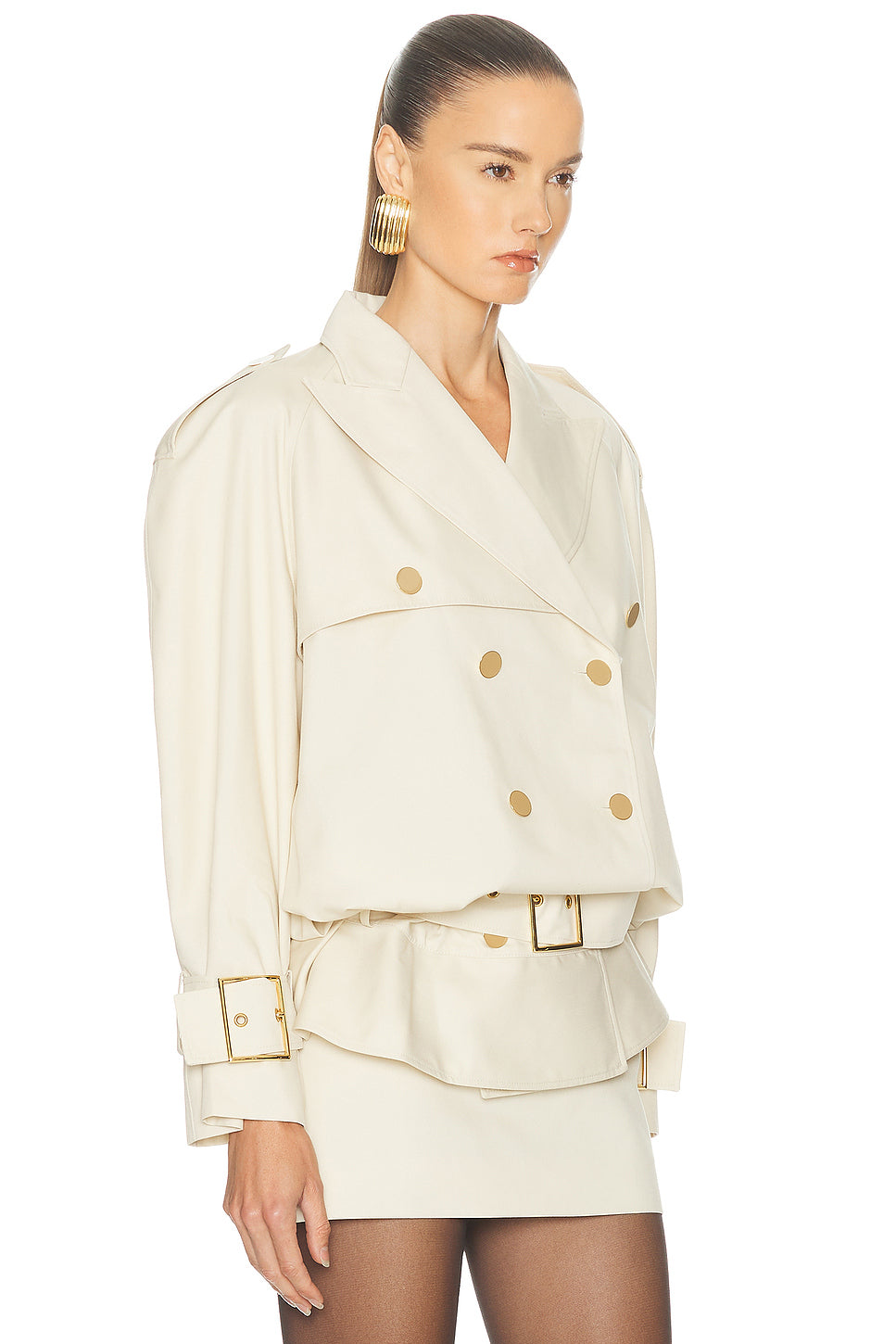 Faux Leather Belted Jacket
