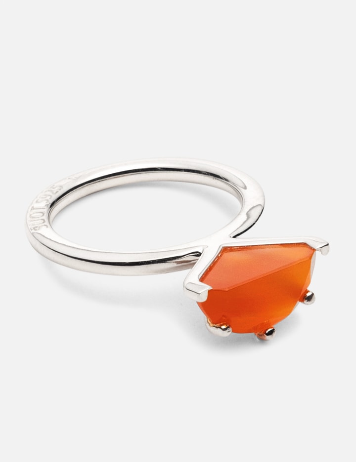 Half Cut Carnelian Ring In Silver