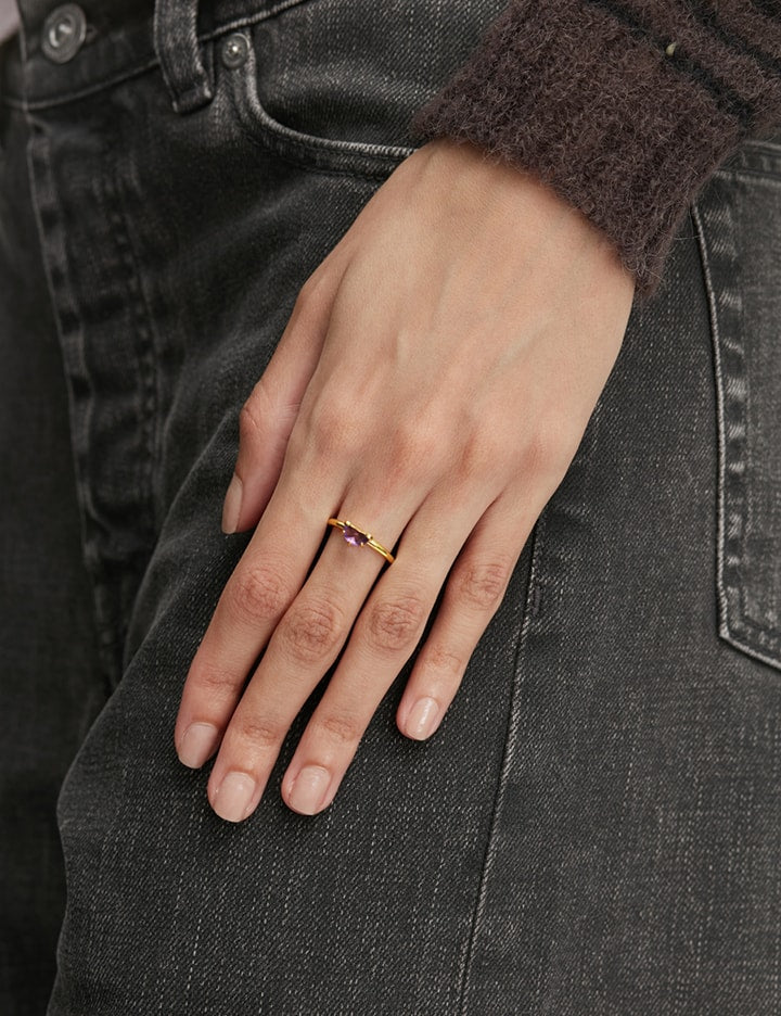 Half Cut Mini Amethyst Ring