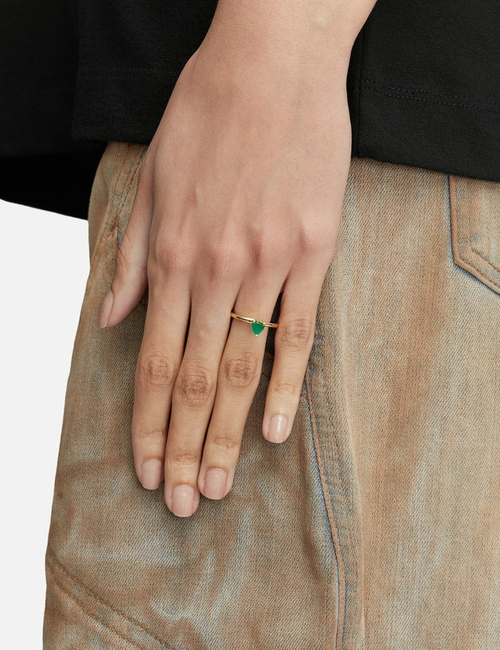 Half Cut Mini Green Chalcedony Ring