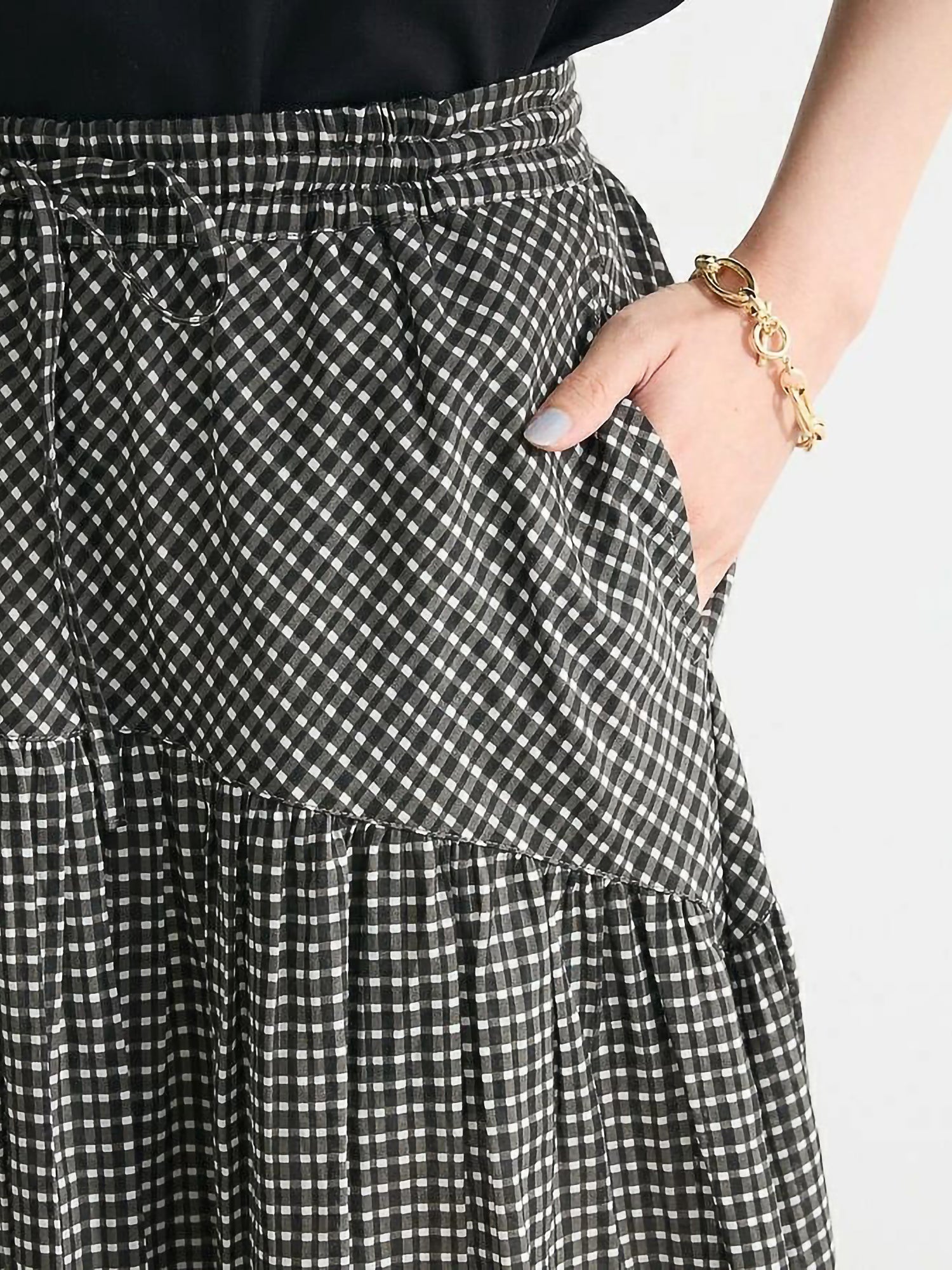 Ryota Gathered Skirt With Round Panel Pattern