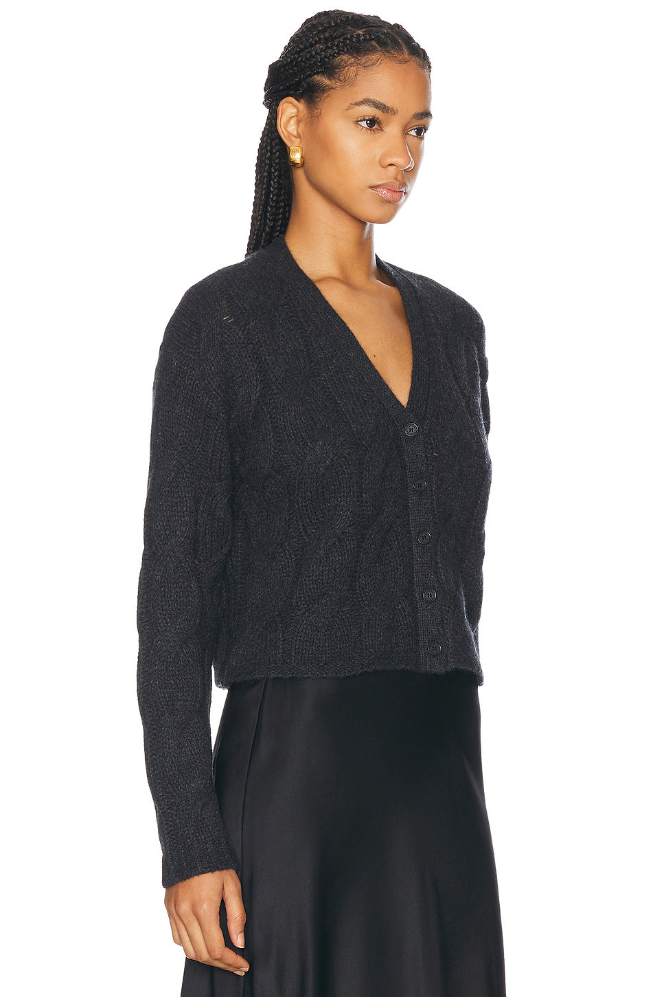 Jolie V Neck Cropped Cable Knit Cardigan