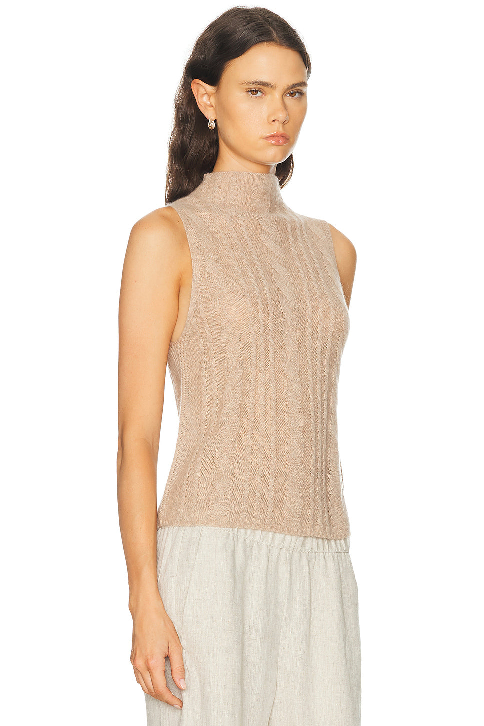 Salvia Sleeveless Cable Turtleneck Sweater