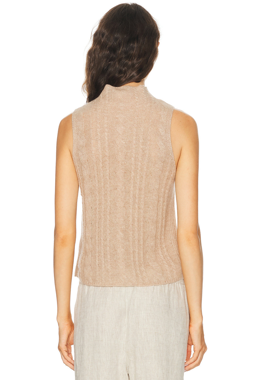 Salvia Sleeveless Cable Turtleneck Sweater