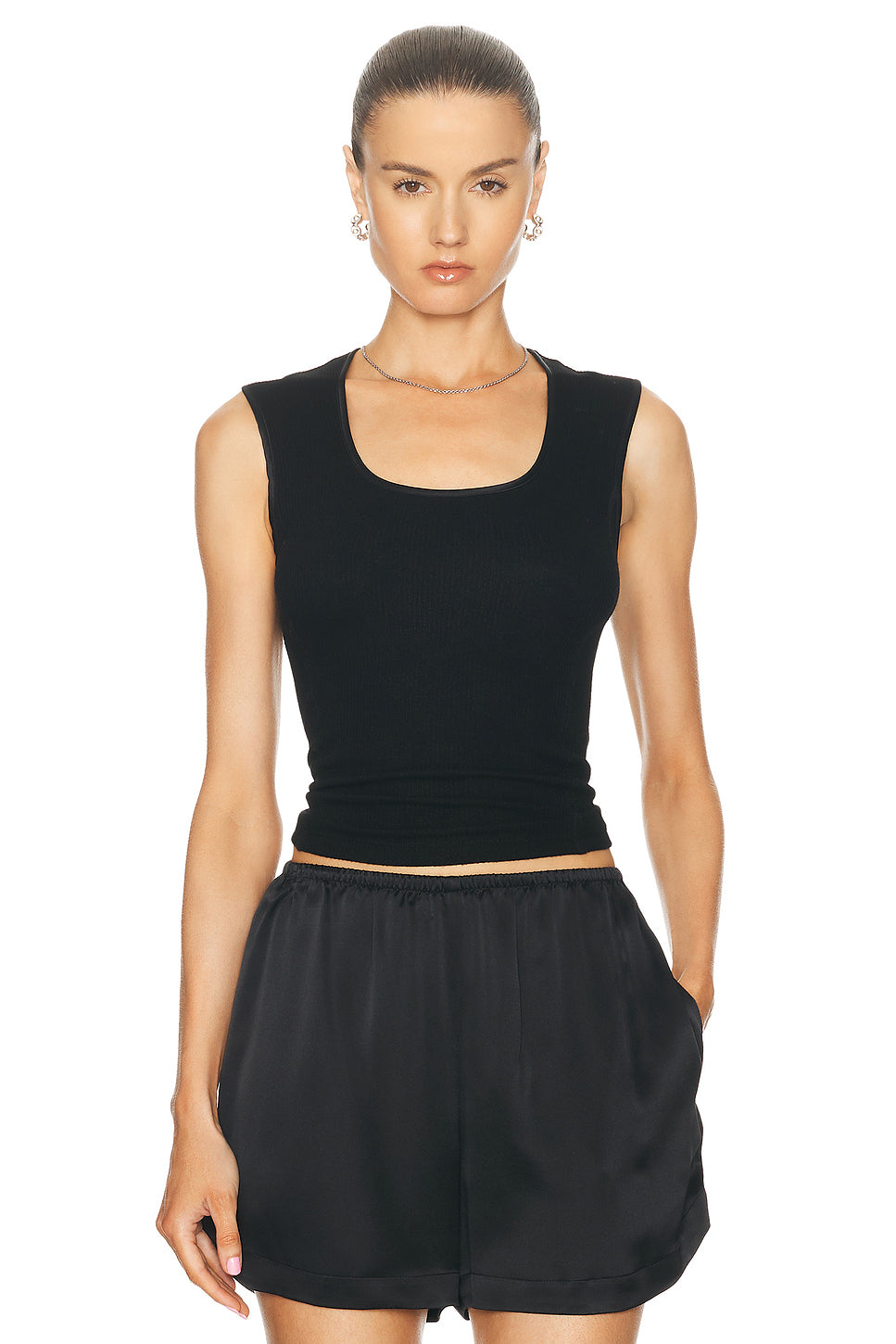 Sabrina Fitted Scoop Neck Tank Top With Seaming