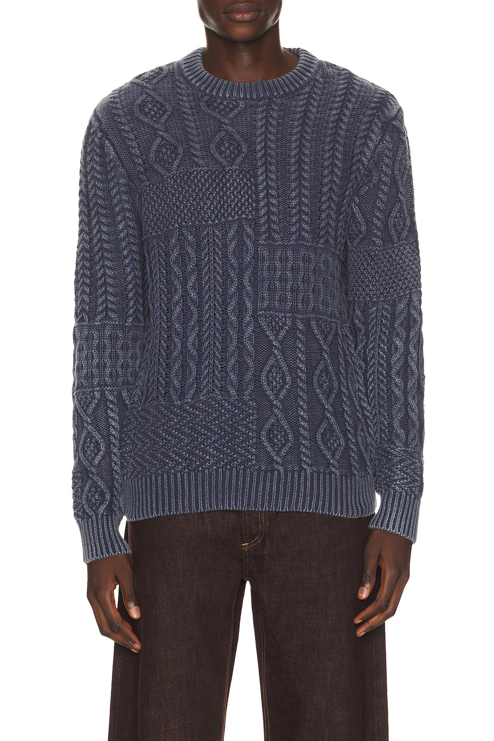 Stonewashed Patchwork Cotton Sweater