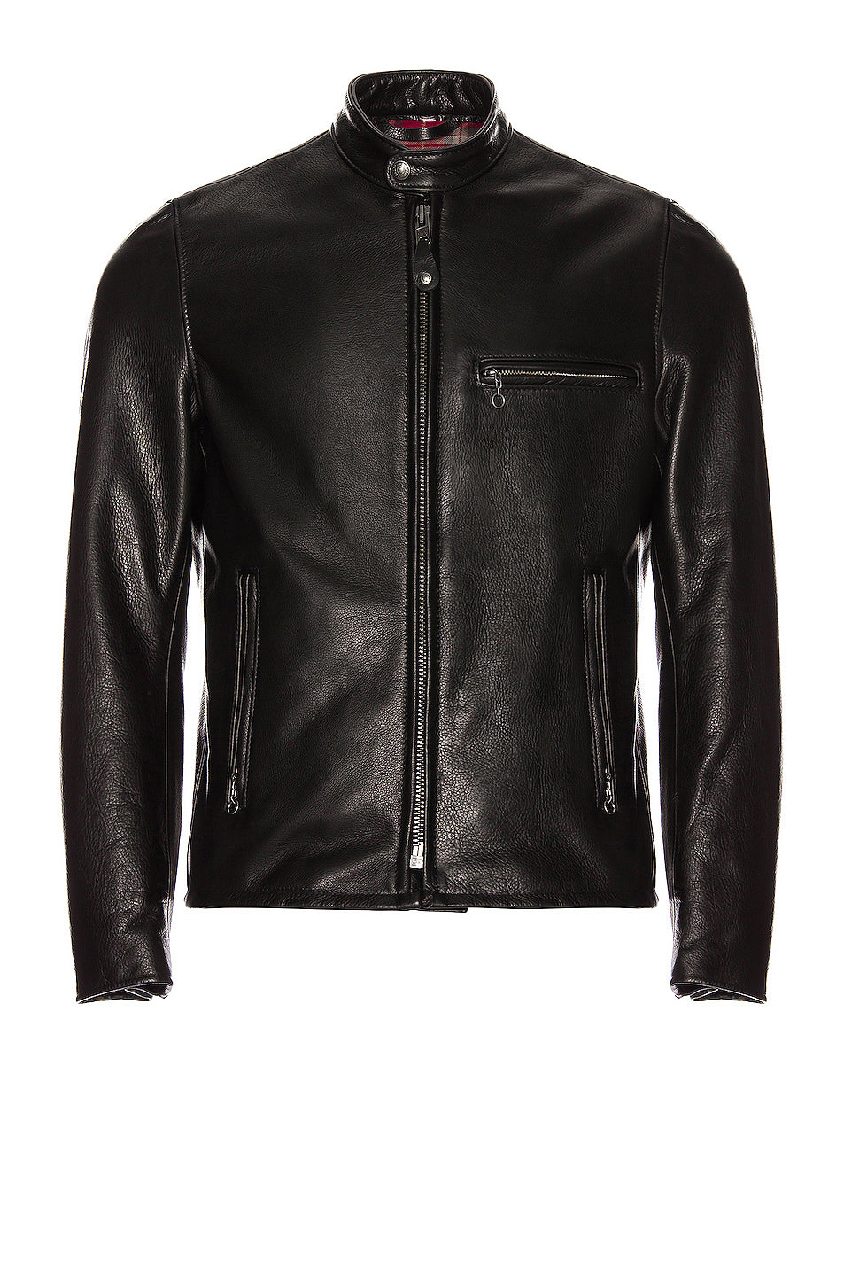 Waxed Natural Pebbled Cowhide Cafe Leather Jacket