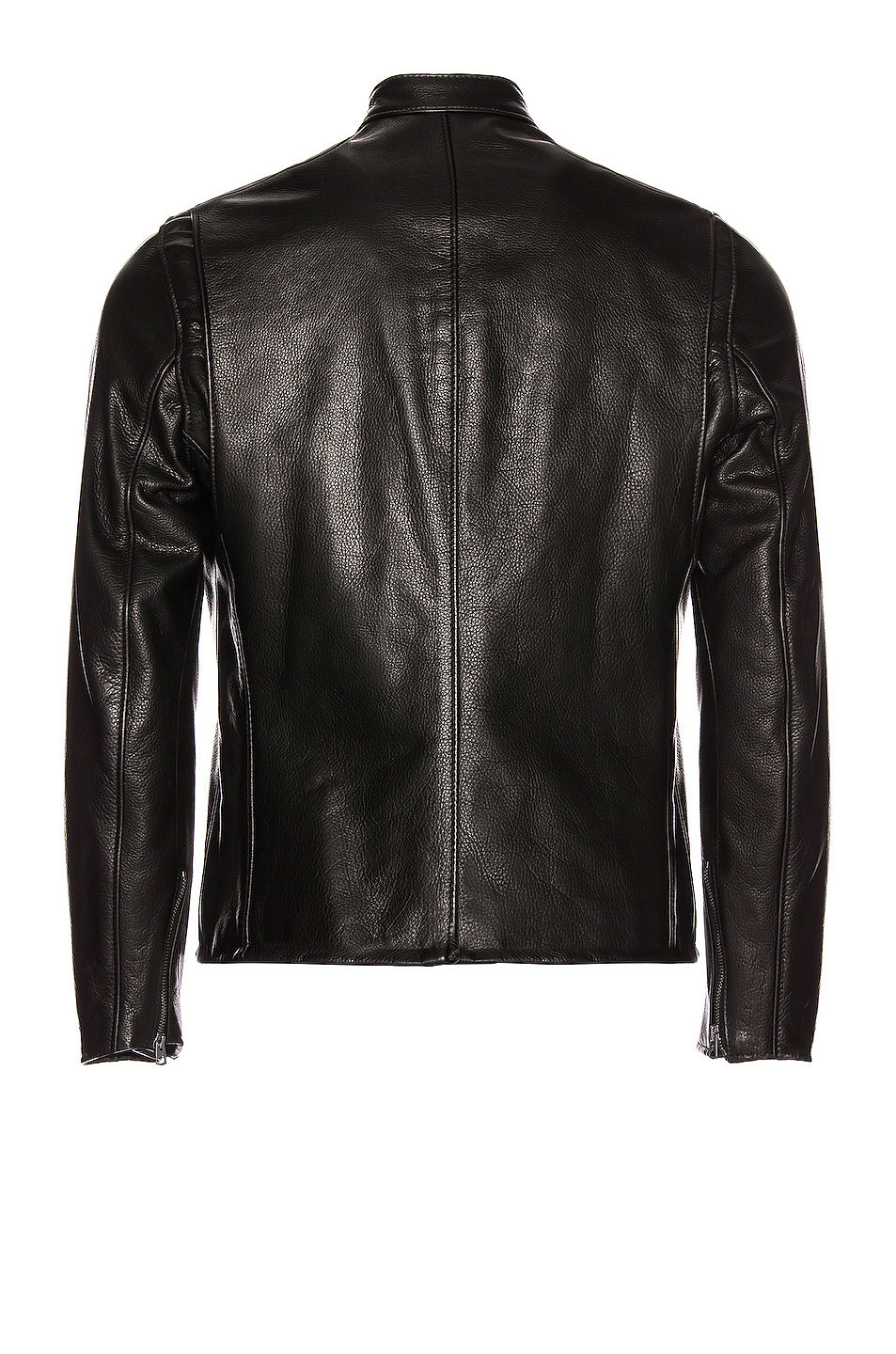 Waxed Natural Pebbled Cowhide Cafe Leather Jacket