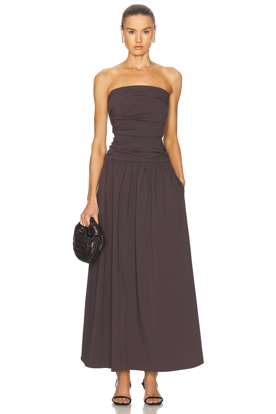 Gathered Strapless Tie Back Dress