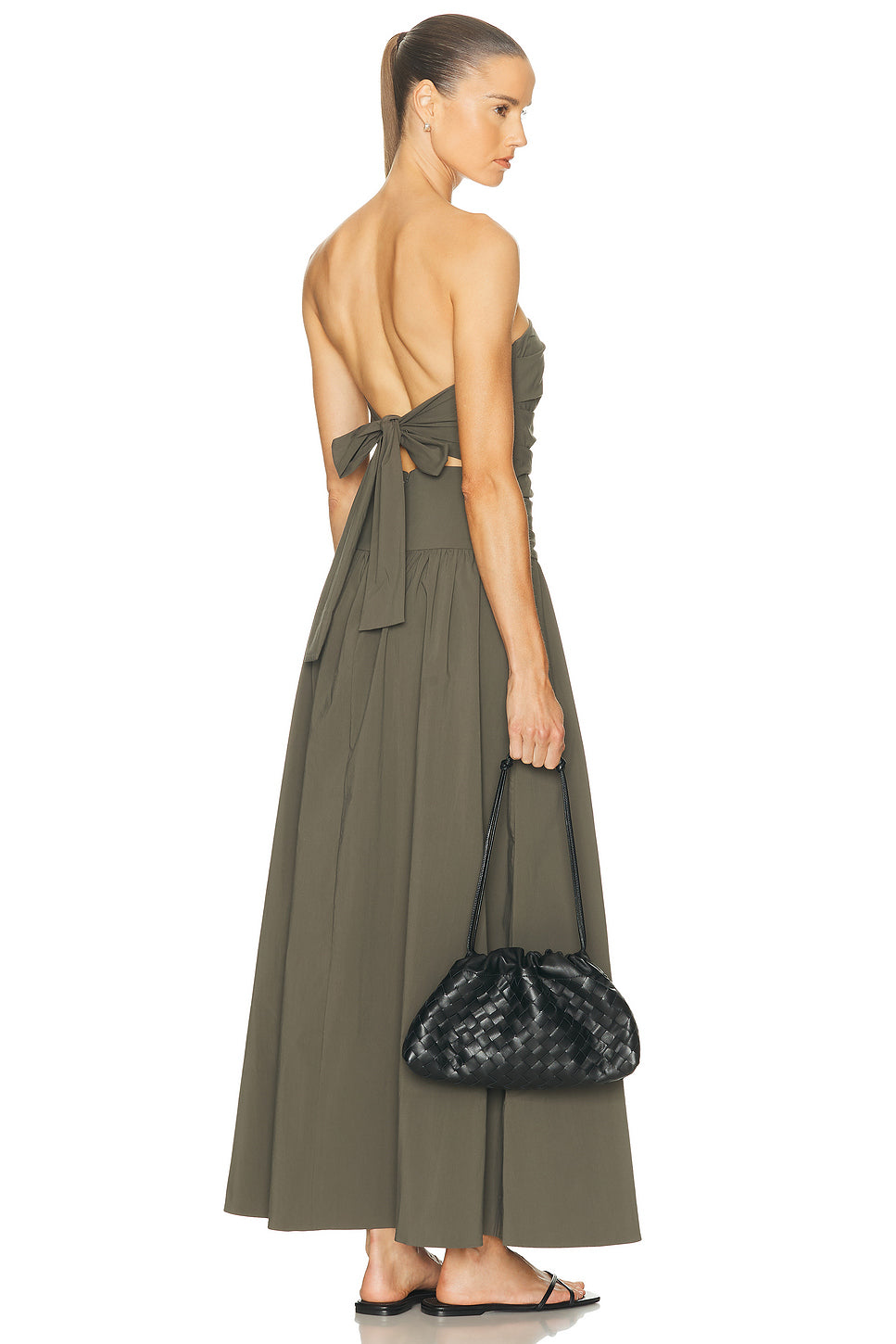 Gathered Strapless Tie Back Dress