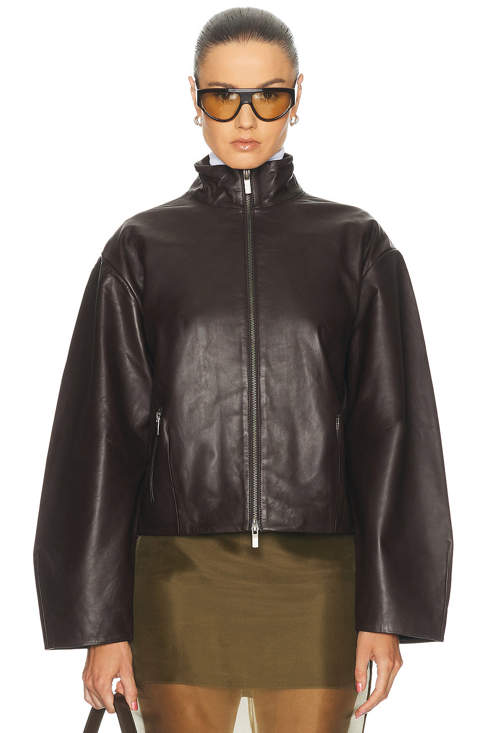 Cocoon Zip Leather Jacket