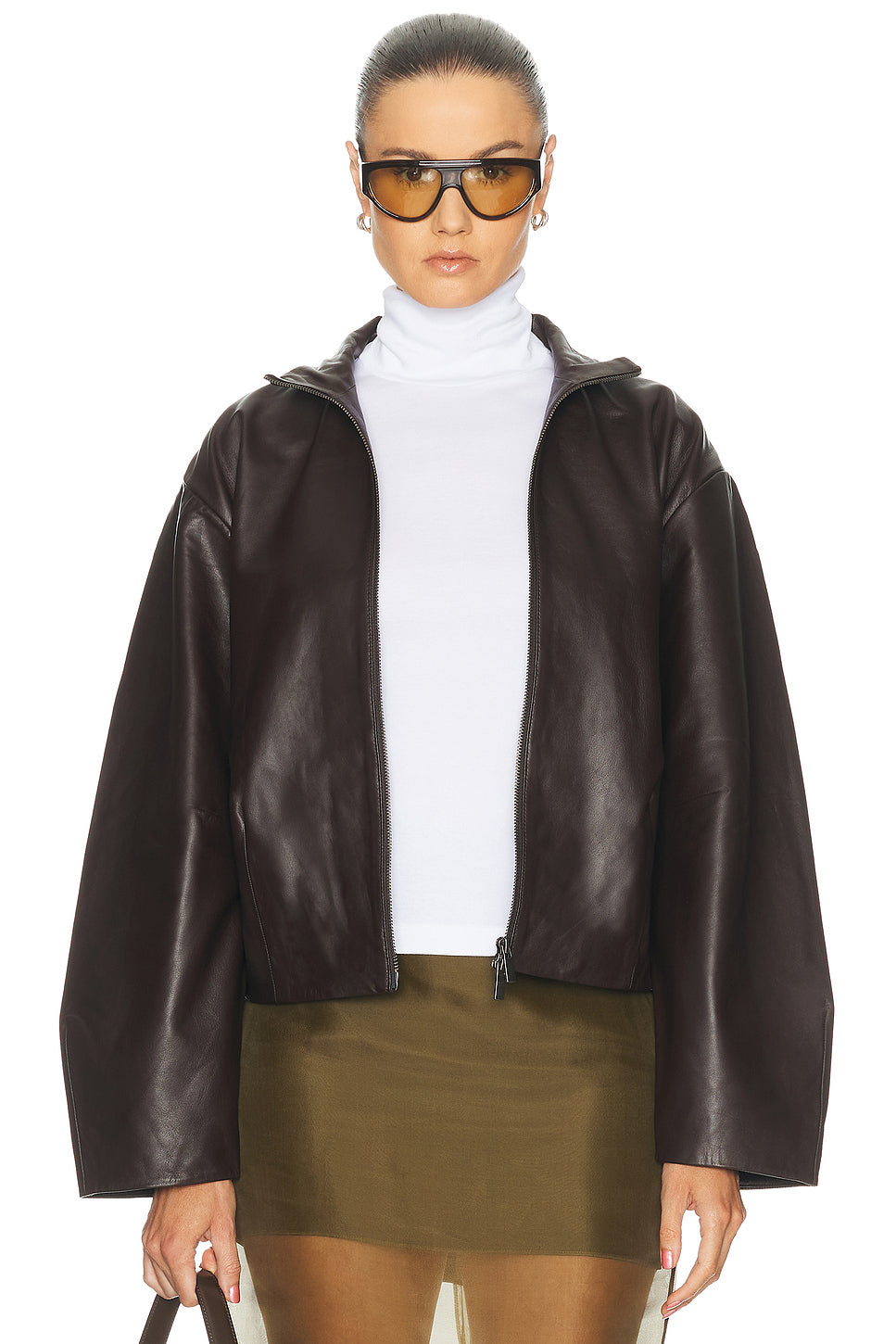 Cocoon Zip Leather Jacket
