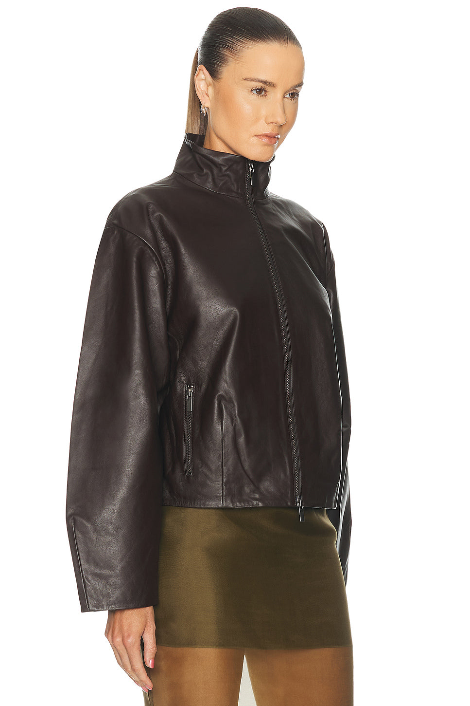 Cocoon Zip Leather Jacket
