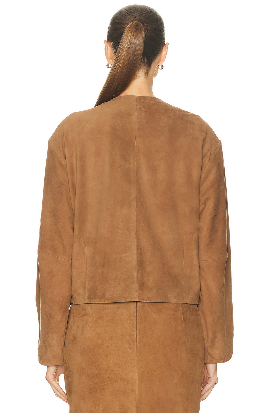 Suede Utility Cocoon Bomber Jacket