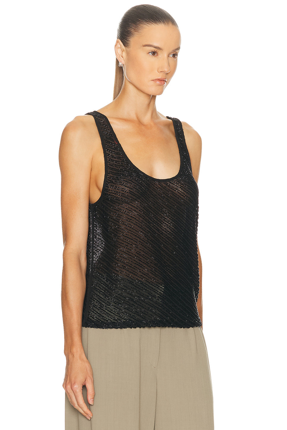 Glass Beaded Mesh Top