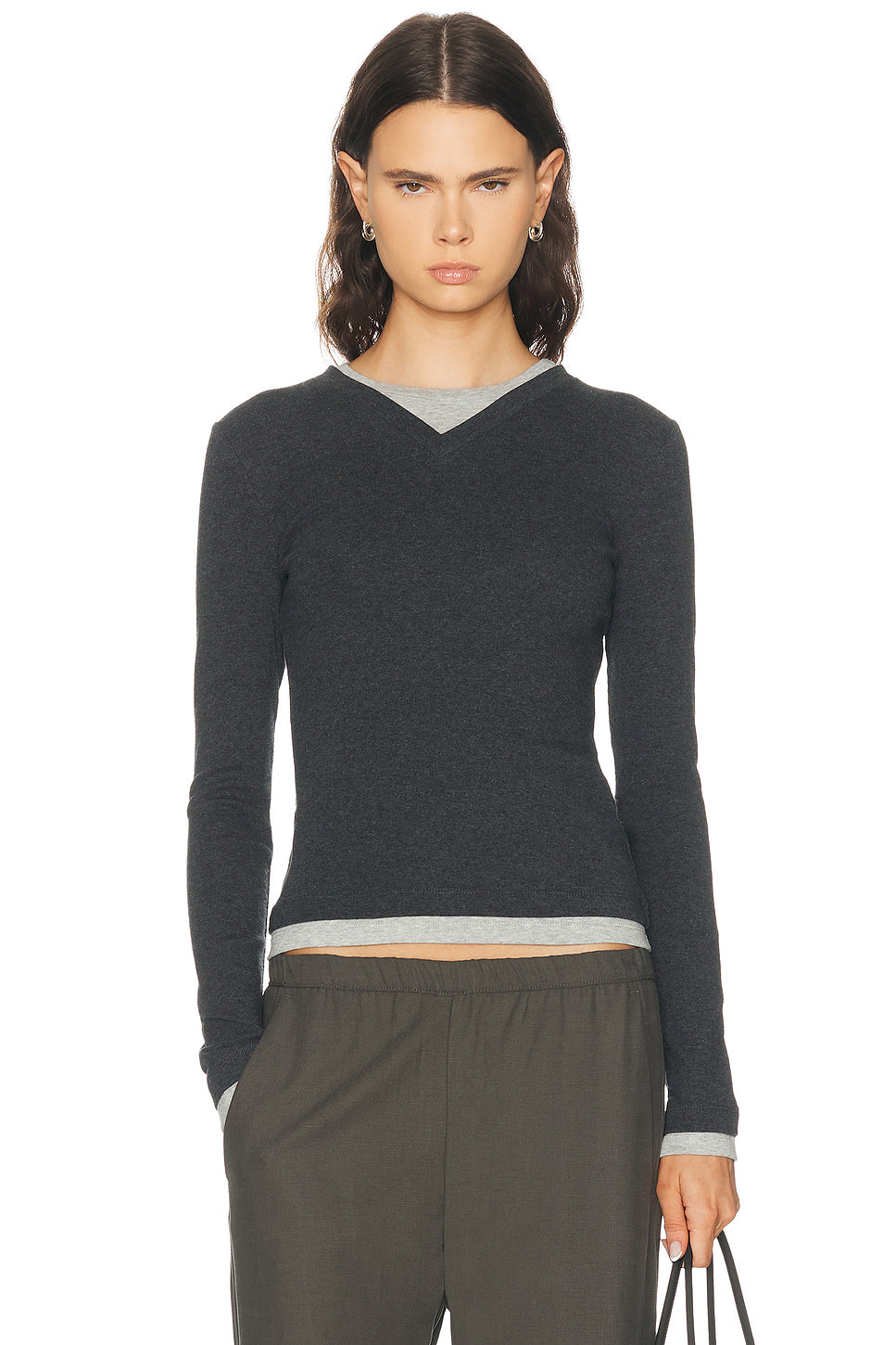 Organic Cotton V Neck Long Sleeve Top