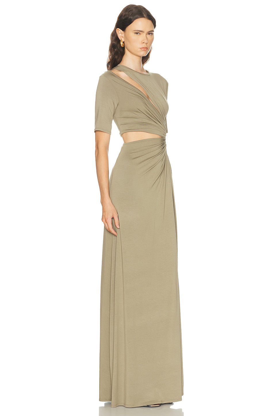 Gathered Slit Maxi Dress