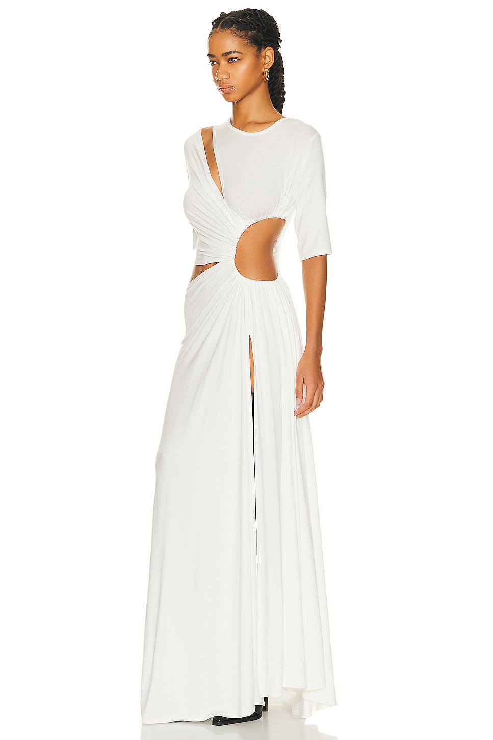 Gathered Slit Maxi Dress