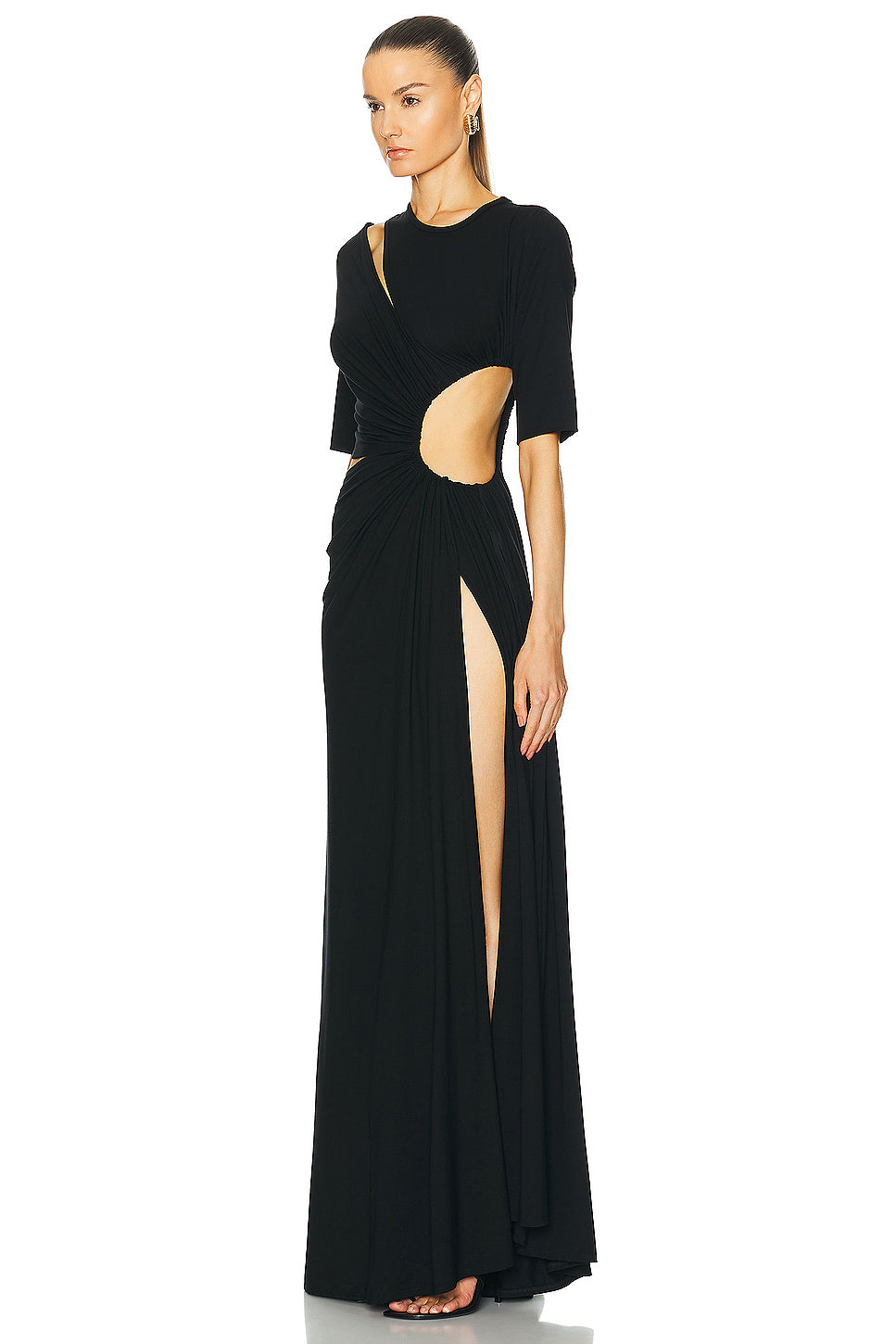 Gathered Slit Maxi Dress