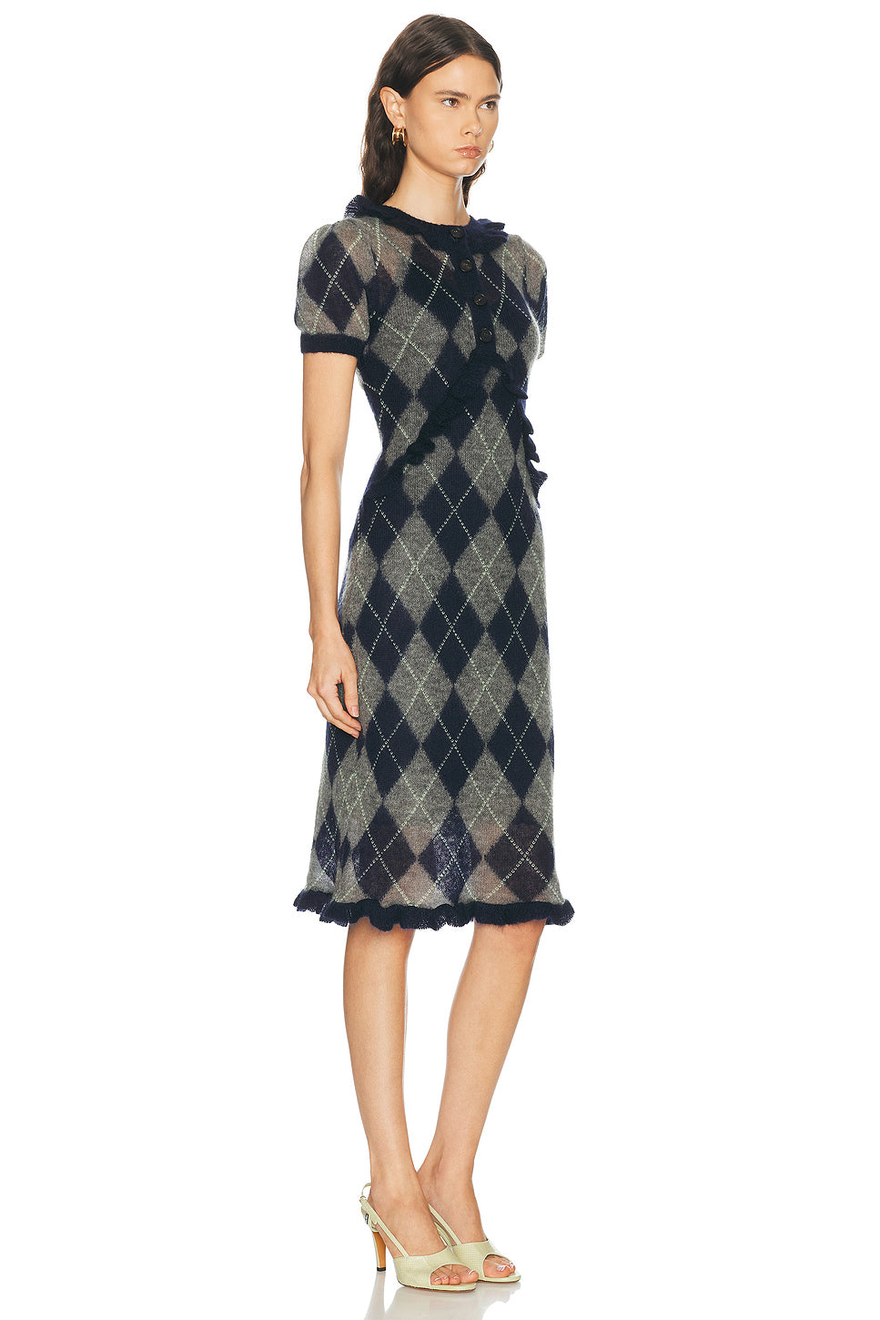 Lace Trim Short Sleeve Knit Dress
