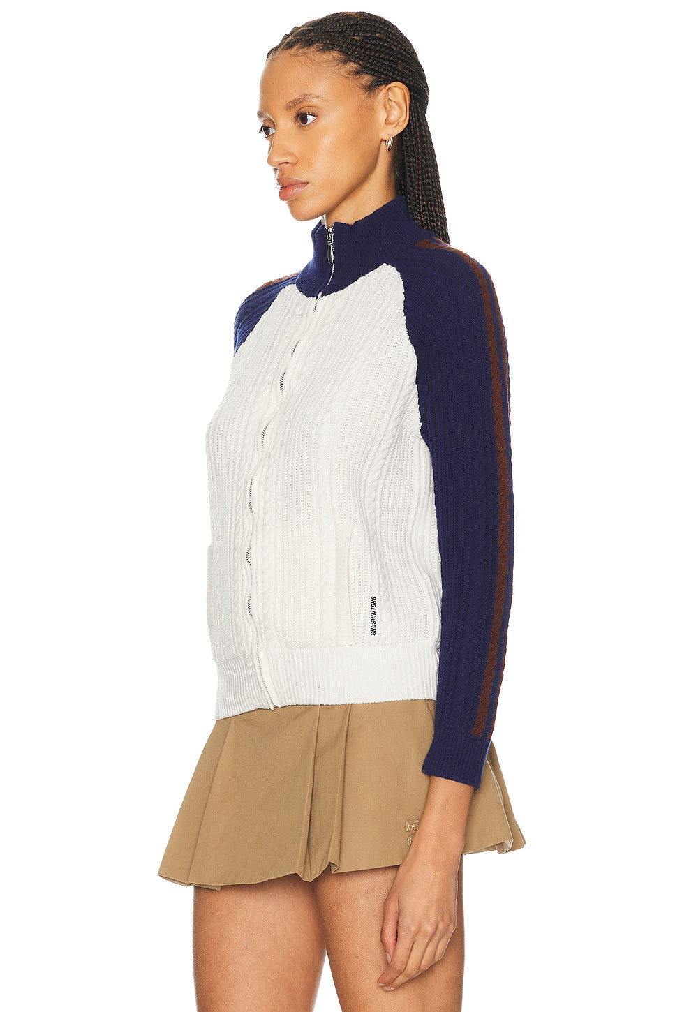 Color-Block Raglan Sleeve Knit Cardigan