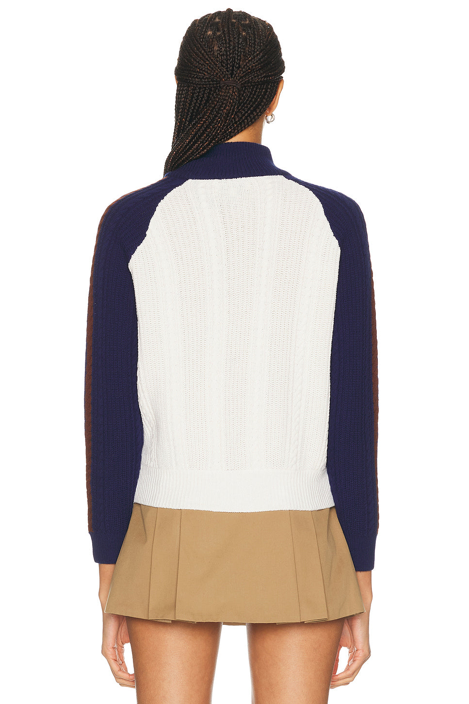 Color-Block Raglan Sleeve Knit Cardigan