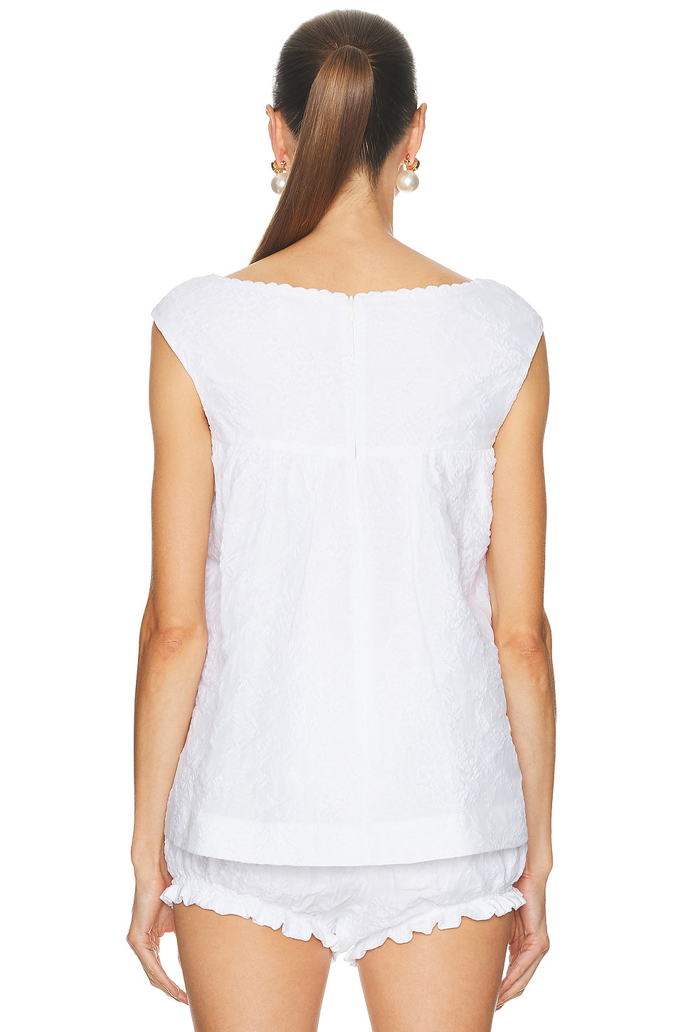 Notched Fluffy Sleeveless Top