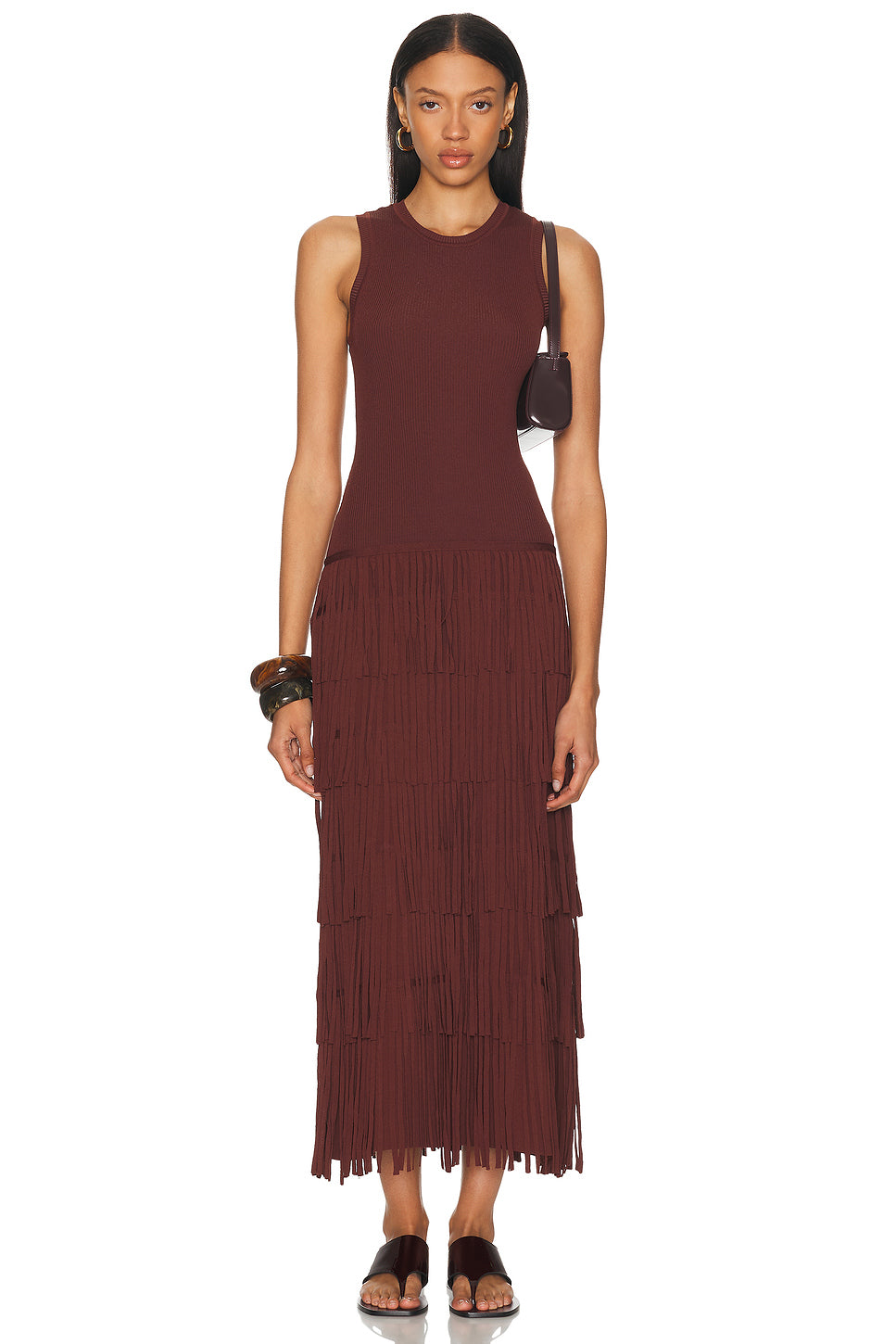 Za Za Sleevless Knit Fringe Dress