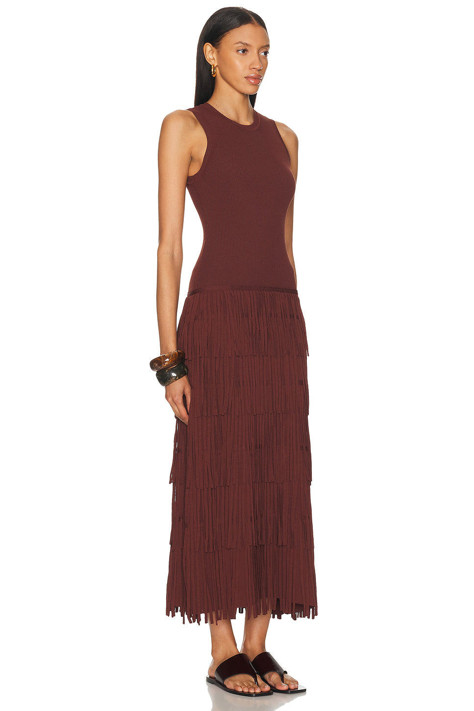 Za Za Sleevless Knit Fringe Dress