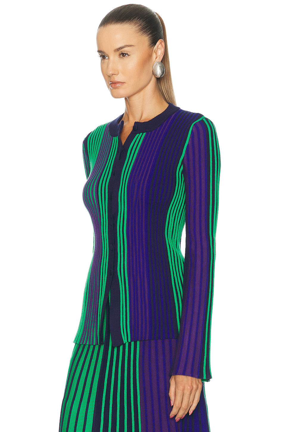 Misha Knit Cardigan in Cool Tone Rib