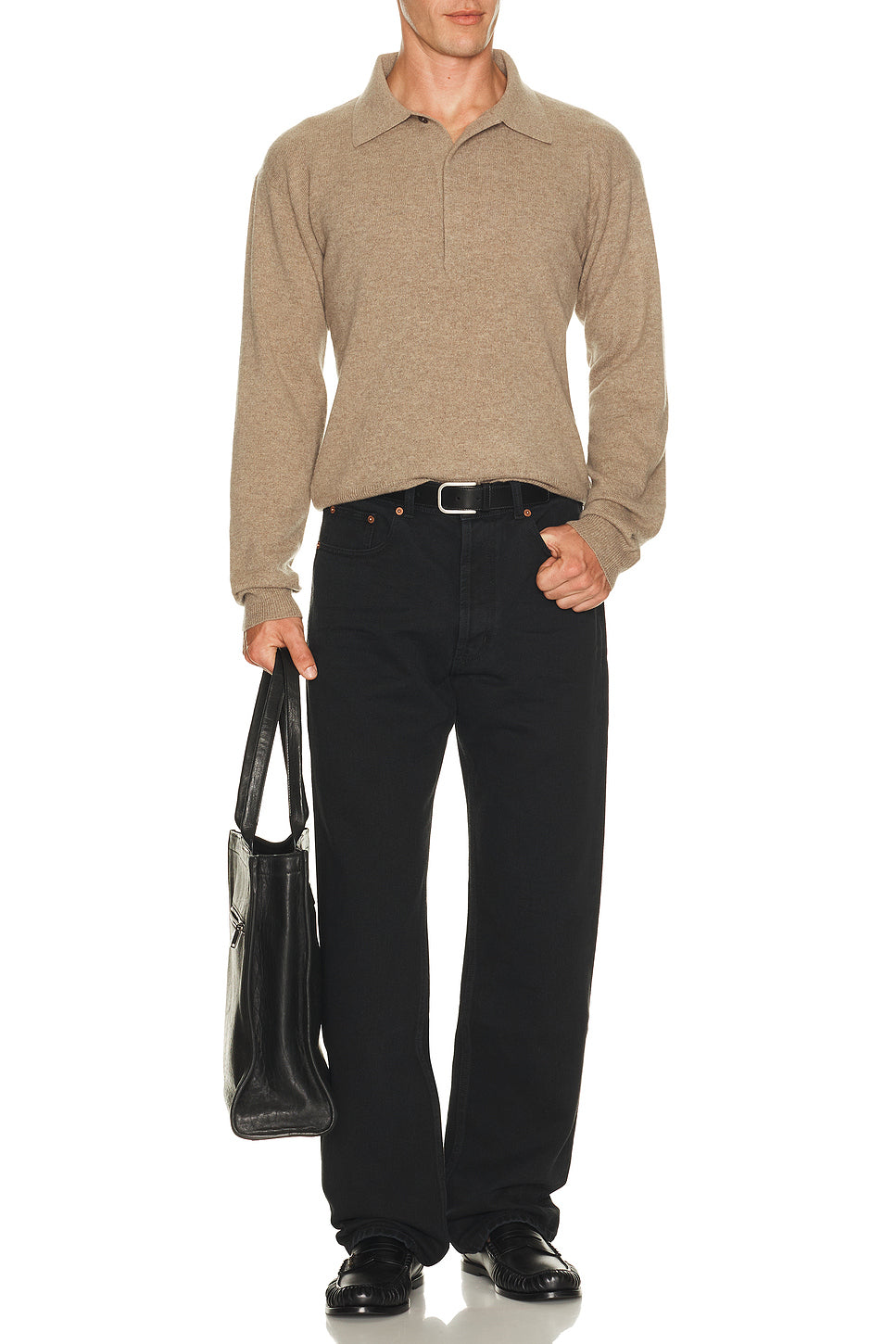 Loose Fit Long Sleeve Polo