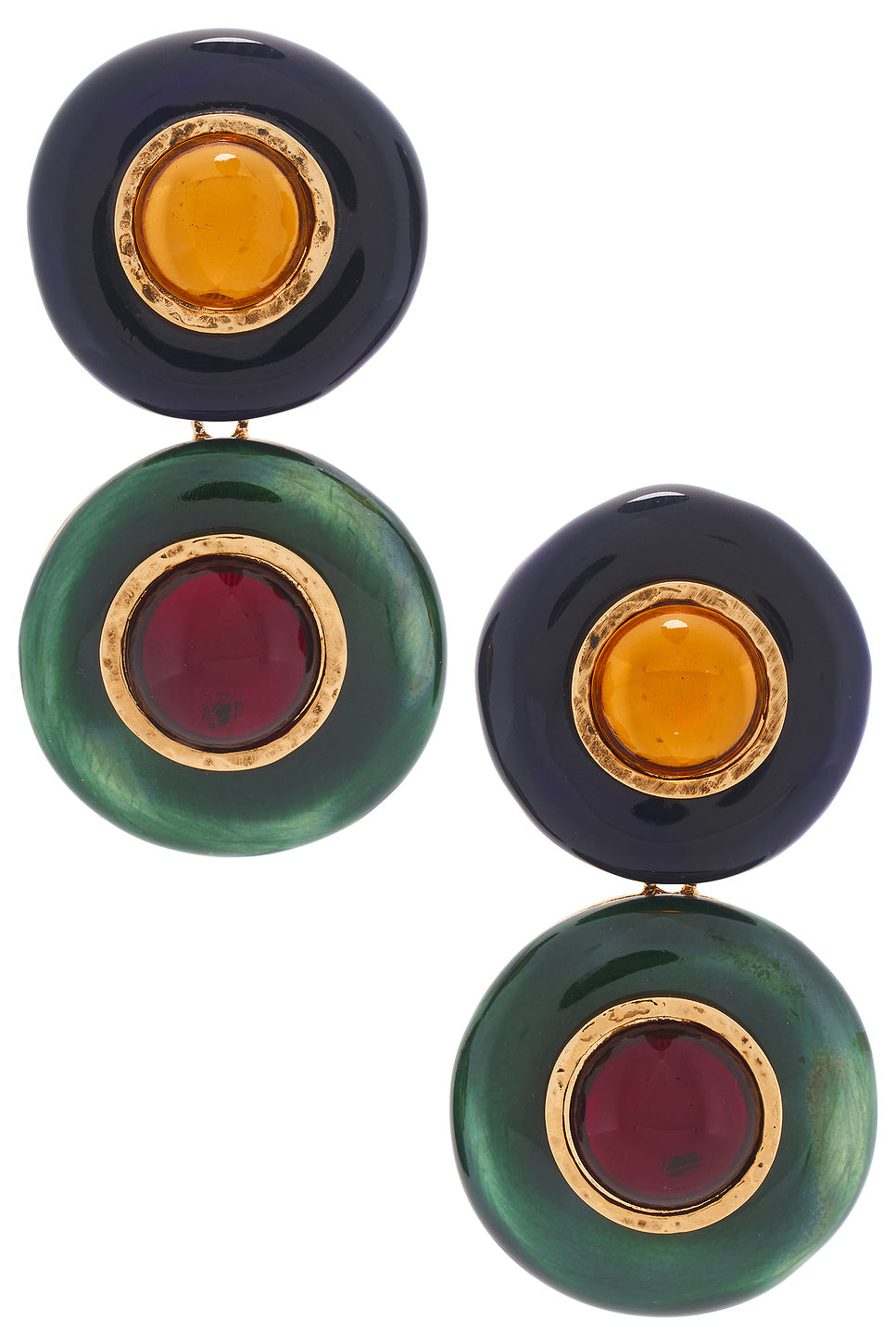 Gradient Disc & Cabochons Earrings