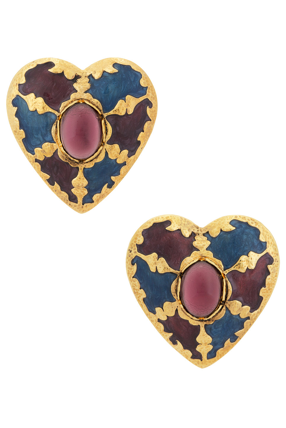 Harlequin Cabochons Heart Earrings