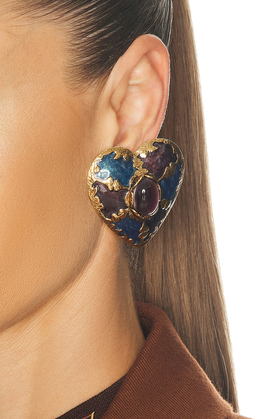Harlequin Cabochons Heart Earrings
