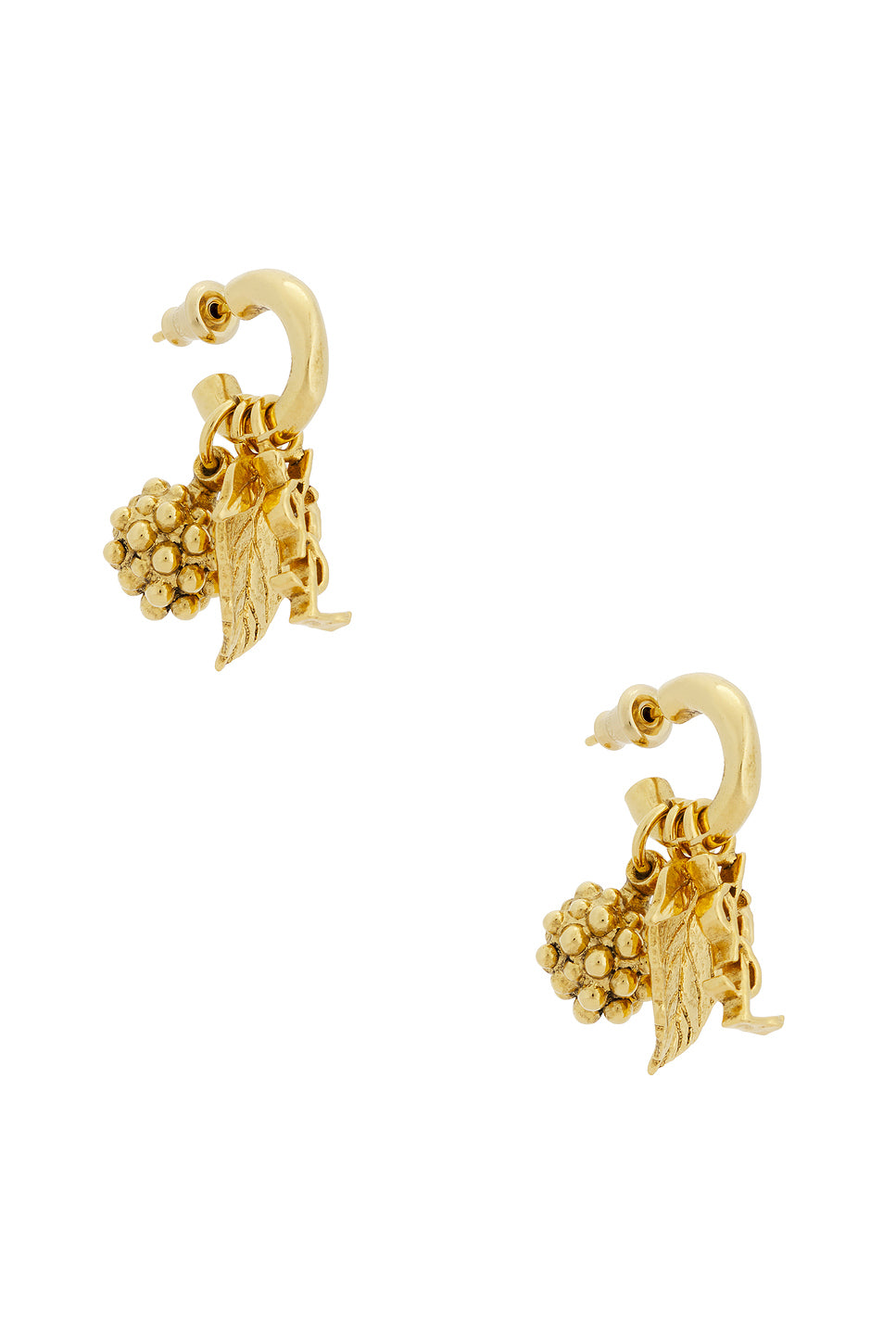 YSL Leaf & Mulberry Charm Hoop Earrings
