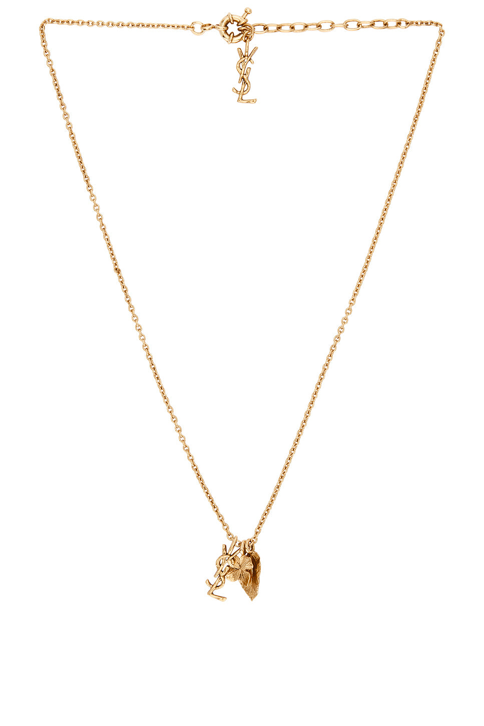 YSL Leave & Hydrangea Charm Necklace
