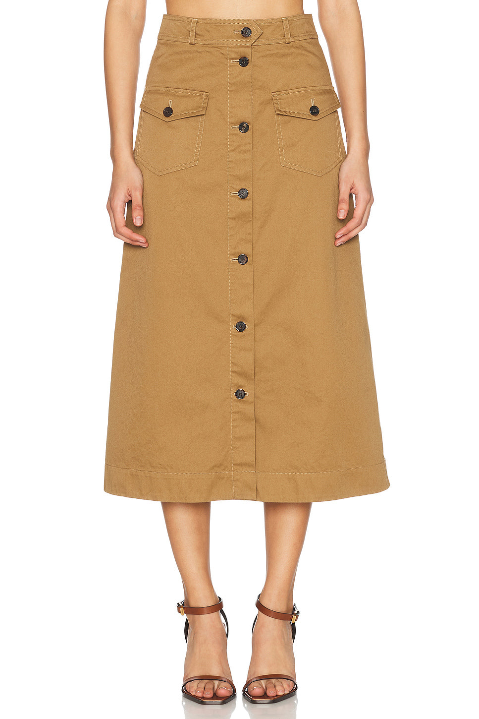 Button Down Midi Skirt