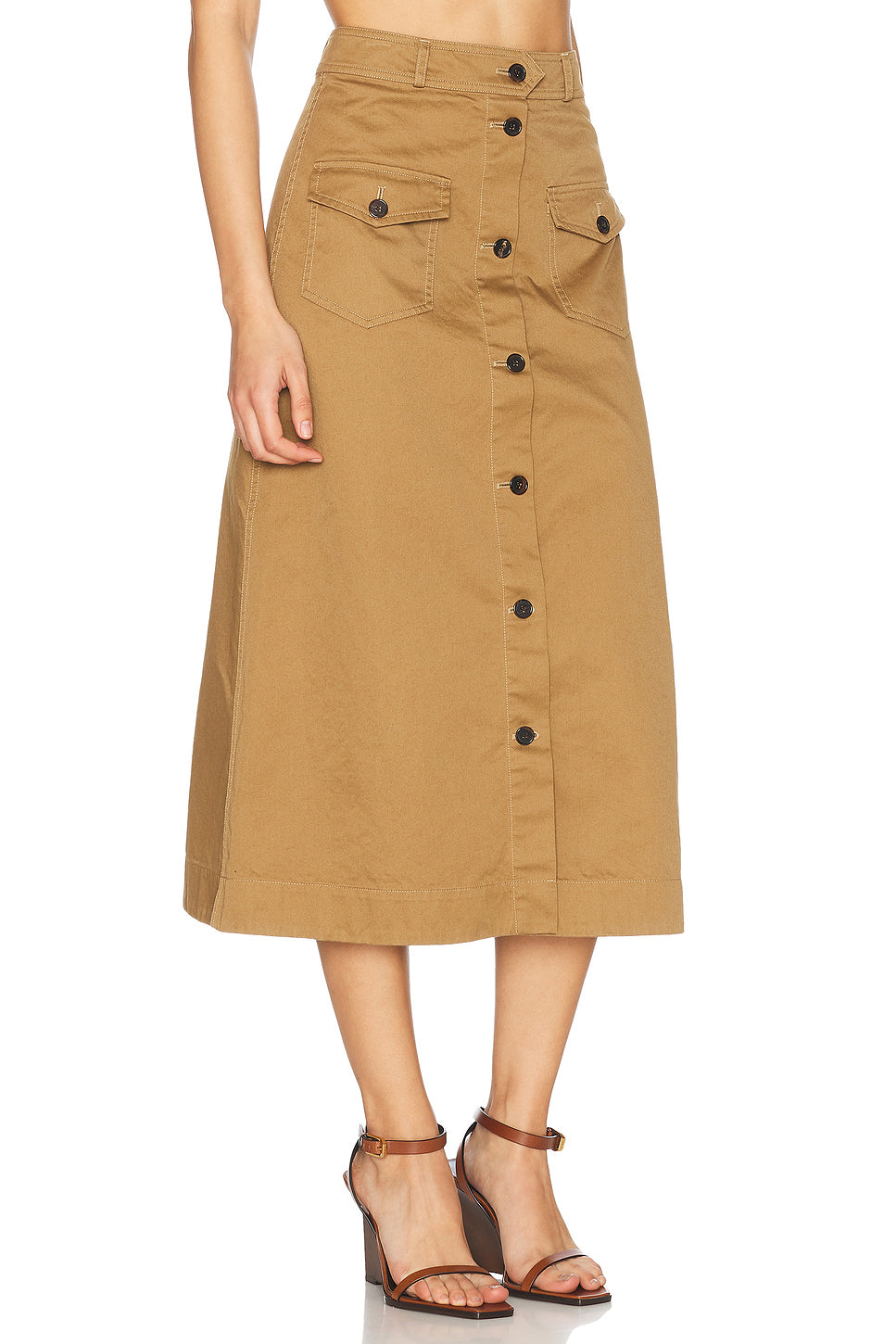 Button Down Midi Skirt