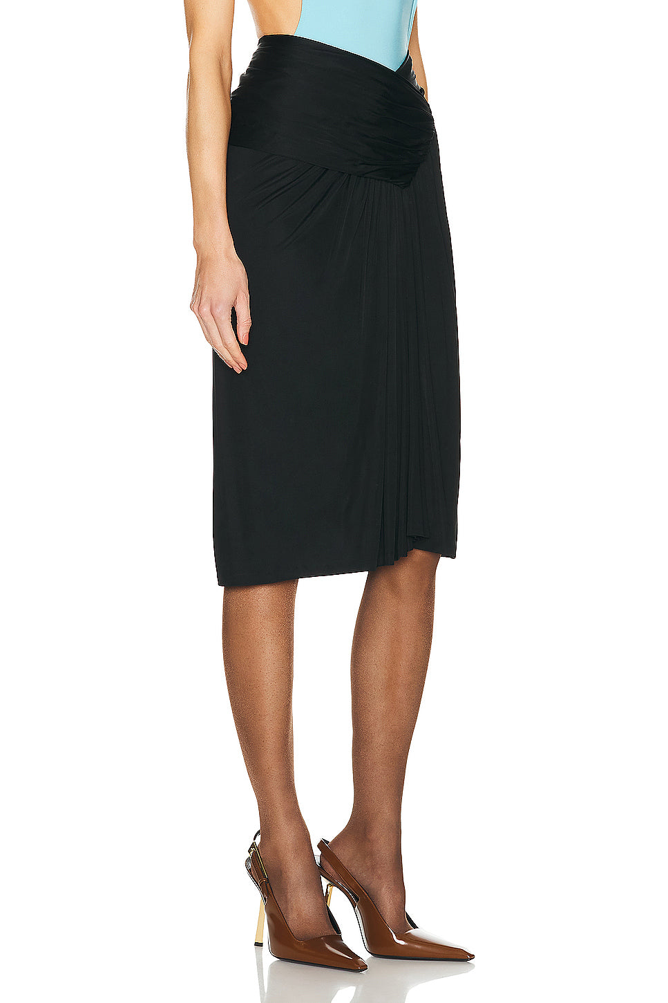 Jersey Ruched Midi Skirt