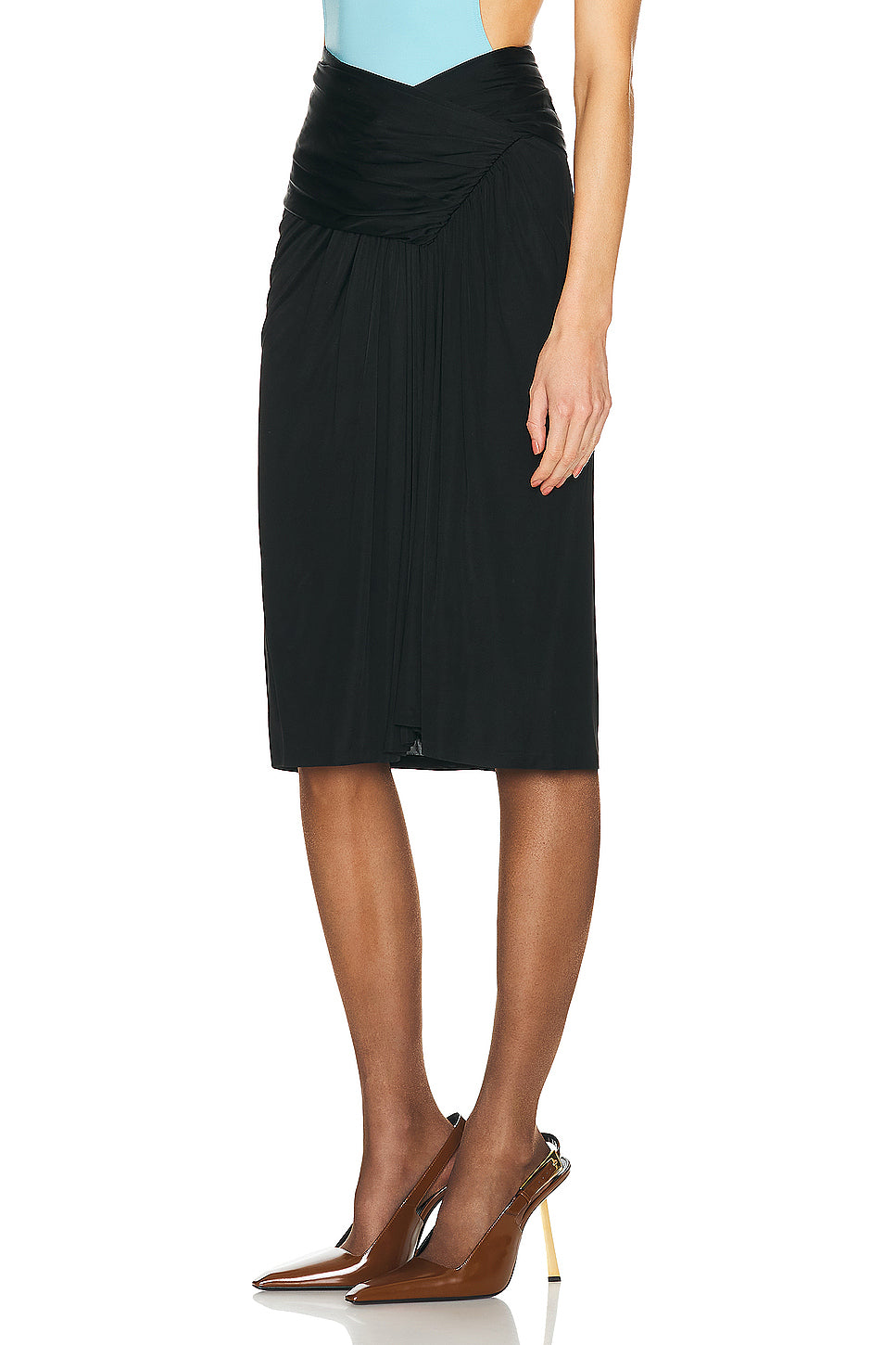 Jersey Ruched Midi Skirt