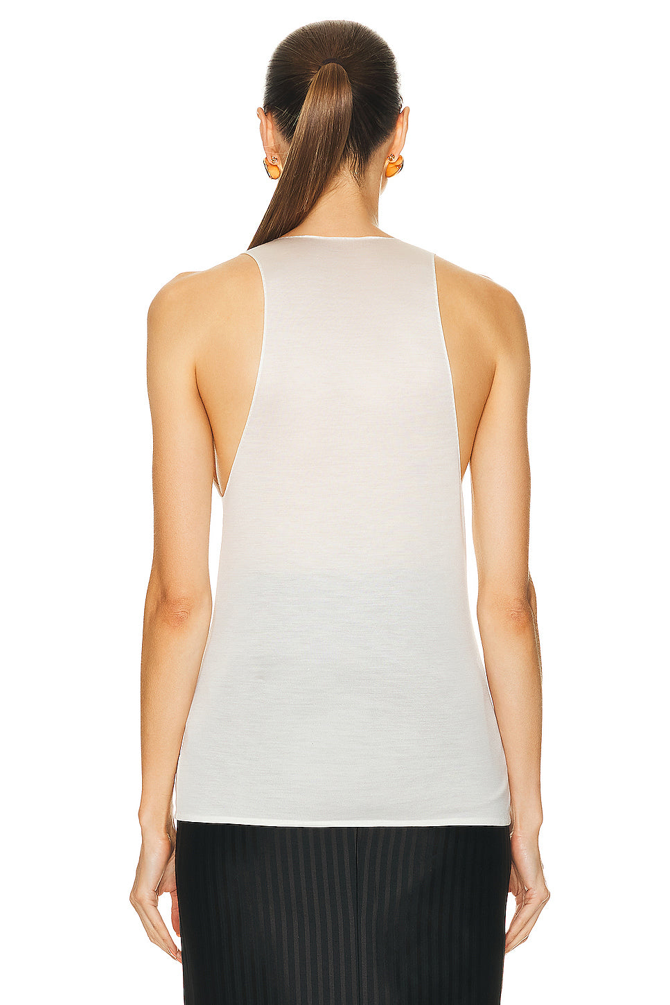 Silk Jersey Plunging Tank Top