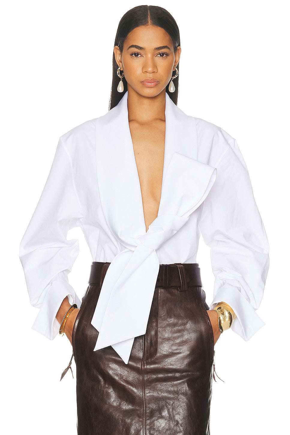 Asymmetrical Tie Blouse