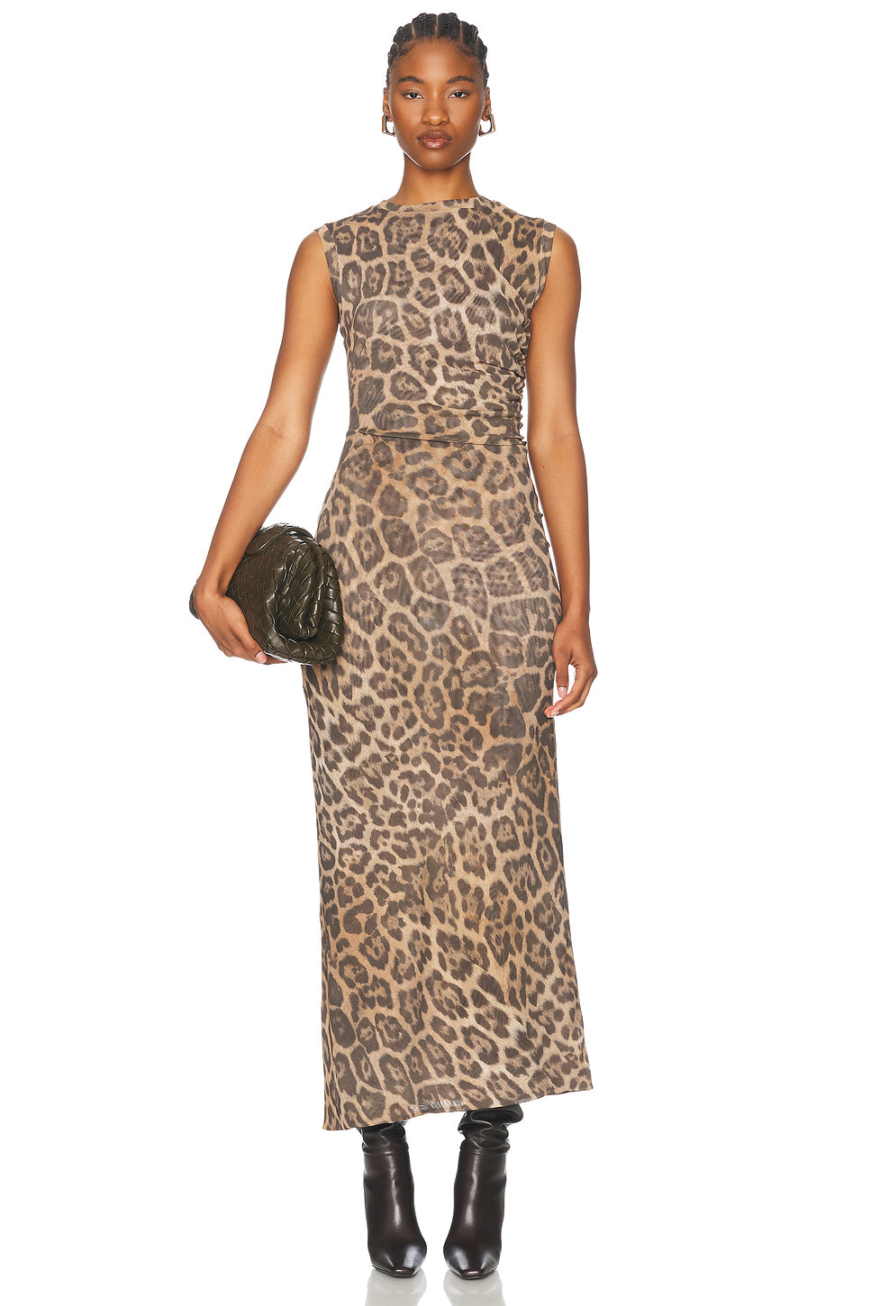 Leopard Mesh Sleevless Dress