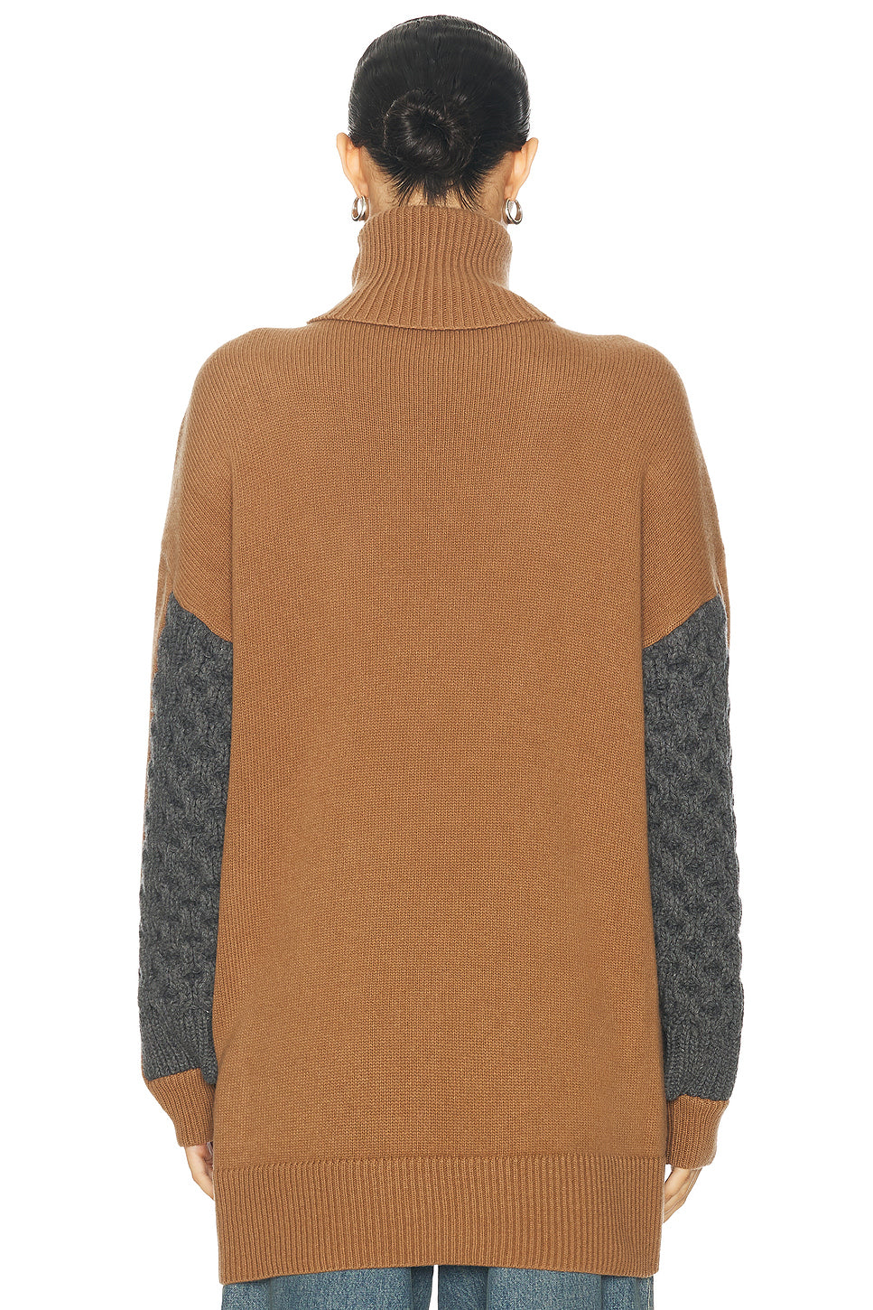 Oversized Paneled Cable Turtleneck Sweater