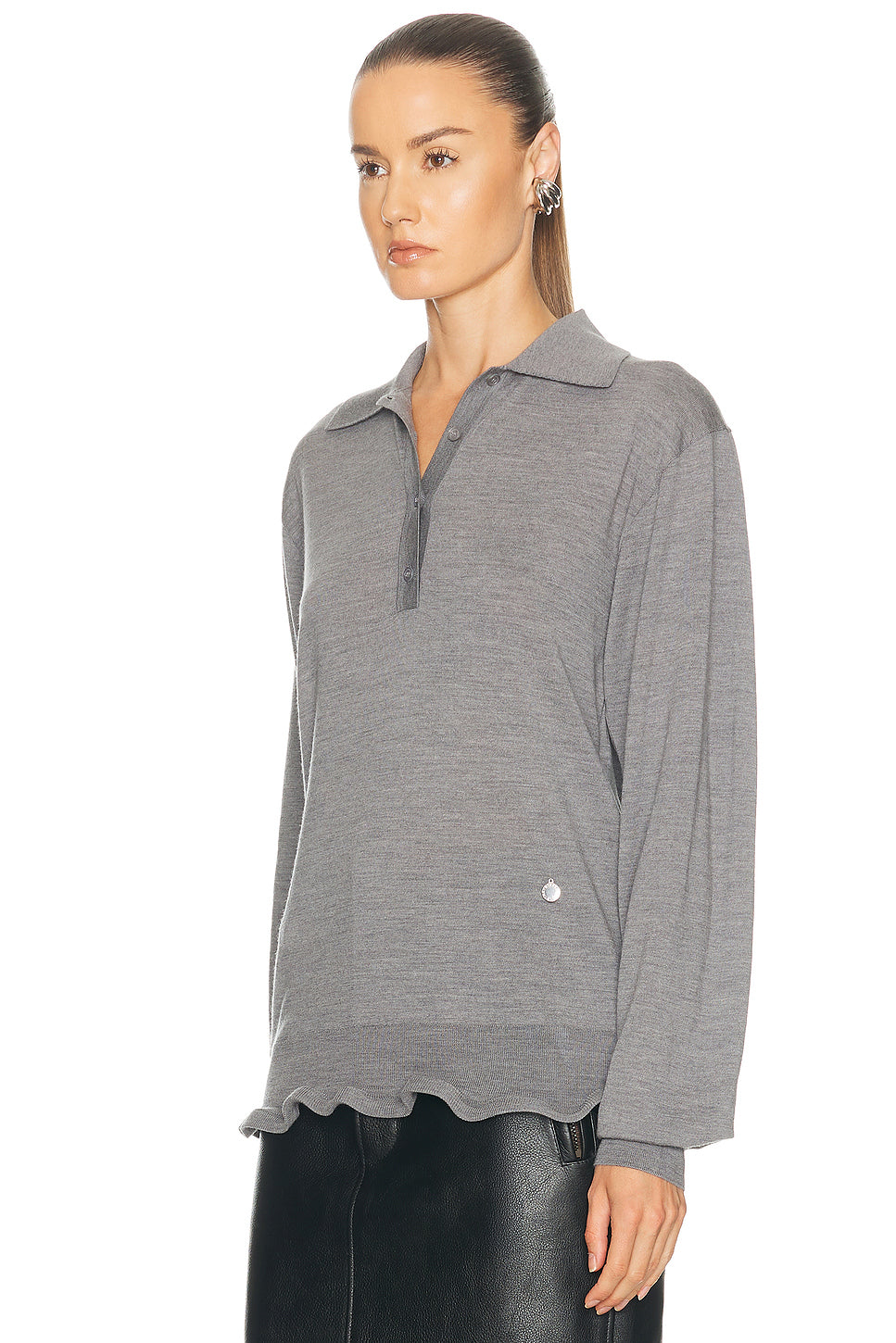 Light Wool Frill Polo Sweater