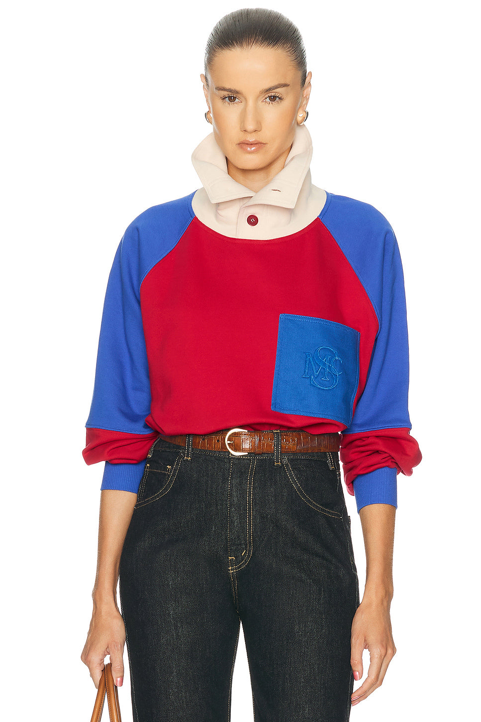 Colour Block High Neck Sweatshirt